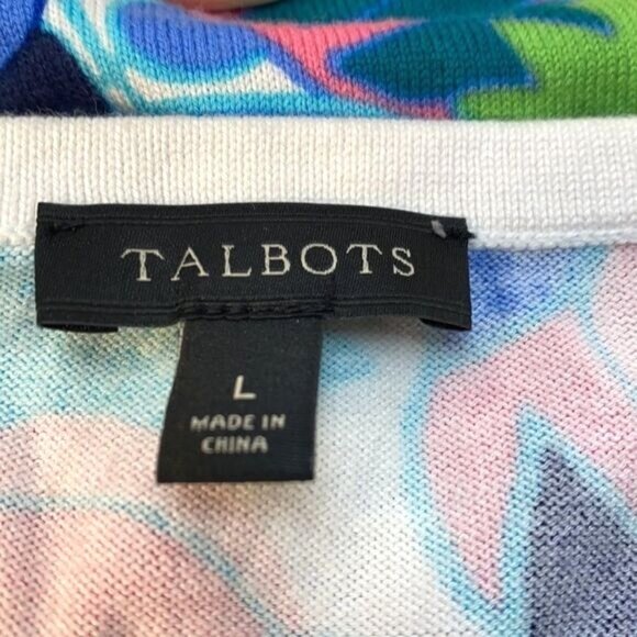 Talbots Womens Floral Short Sleeve Top L Cotton/Rayon Blend Multicolor Vibrant P - Picture 5 of 6